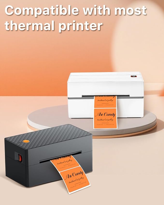 iEager Orange Square Thermal Label Stickers, 500 Sheets/Roll - Image 4