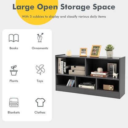 Tangkula 5 Cube Bookcase, 2 Tier Wooden Storage Open Bookshelf, Kid's Playroom - Image 6