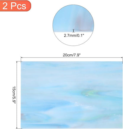 MECCANIXITY 2 Pcs Stained Glass Sheet Mosaic Tile 7.9 Inch x 5.9 Inch Teal - Image 2