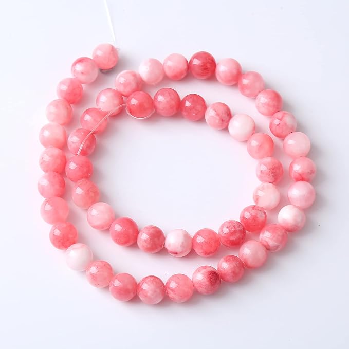 45pcs 8mm Natural Pink White Persian Jade Gemstone Beads Round Loose Spacer - Image 7