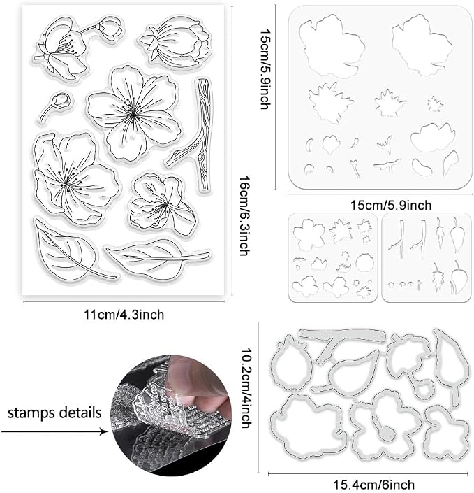 ORIGACH Realistic Peach Blossom Layering Stencils Set - Image 2