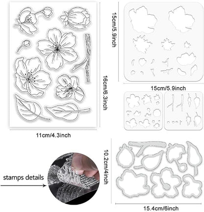 ORIGACH Realistic Peach Blossom Layering Stencils Set - Image 2