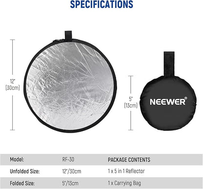 NEEWER 12"/30cm Light Reflector Light Diffuser 5 in 1 Collapsible Multi Disc - Image 7