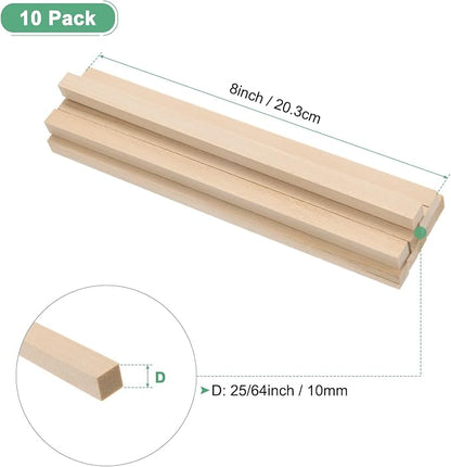 10-Pack Wood Square Dowel Rods, 25/64 x 8 Inch Unfinished Wooden Square Dowel - Image 3
