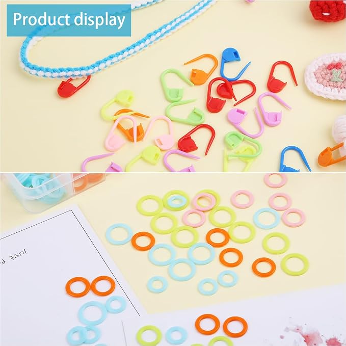 LUNARM 340 Pcs Stitch Ring Markers and Colorful Knitting Crochet Locking - Image 4