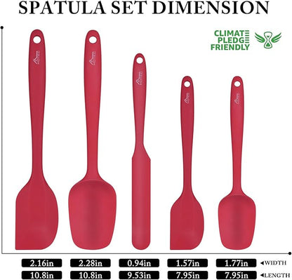 HOTEC Heat Resistant 600℉ BPA-Free Silicone Rubber Spatula Set, Kithchen - Image 3