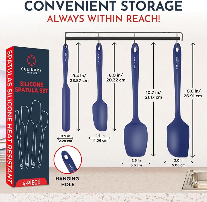 Culinary Couture 4-Piece Blue Baking Spatula Set - Image 2