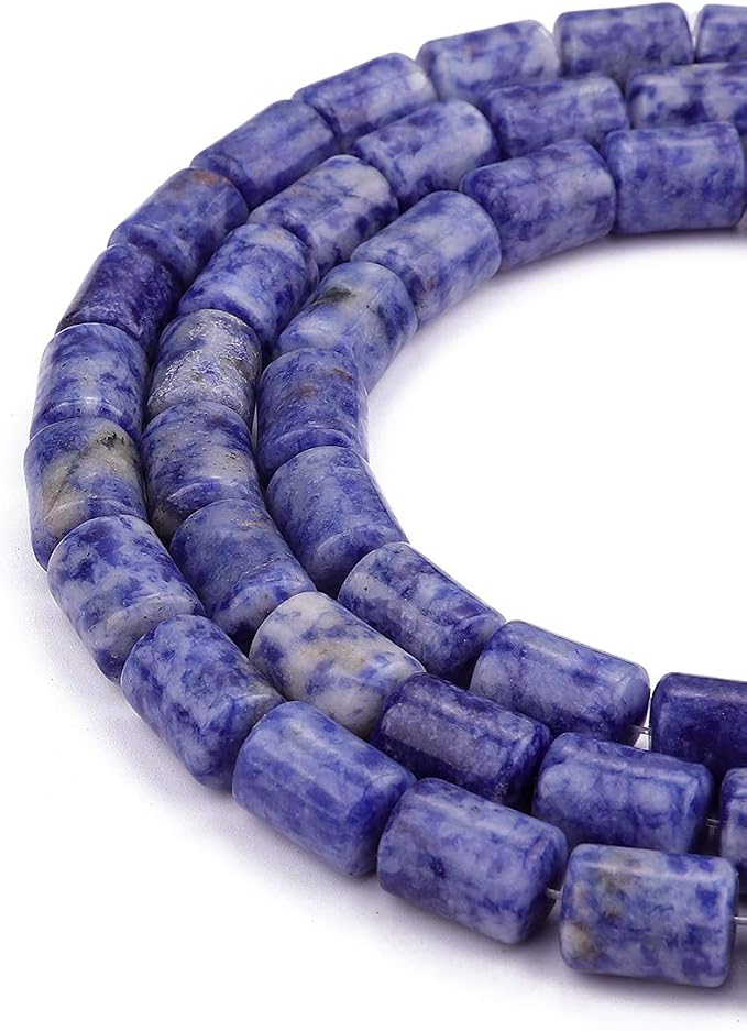 Natural Blue Sodalite Cylinder Stone Loose Semi Gemstone Beads - Image 5