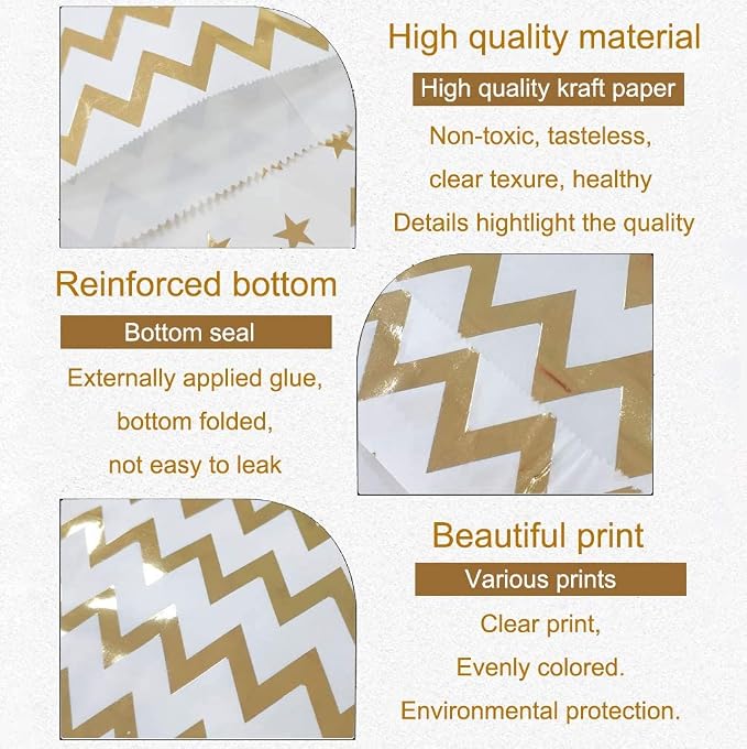 KEYYOOMY 200 Pcs Bright Gold Candy Buffet Bags - Image 3