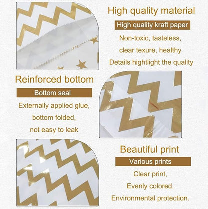 KEYYOOMY 200 Pcs Bright Gold Candy Buffet Bags - Image 3