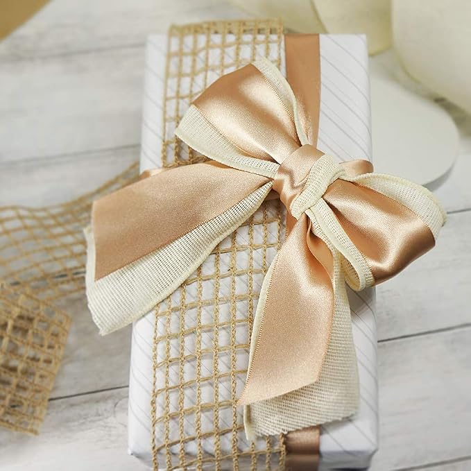 CT CRAFT LLC Ivory Canvas Wired Ribbon 2.5 Inch x 10 Yards - Image 4