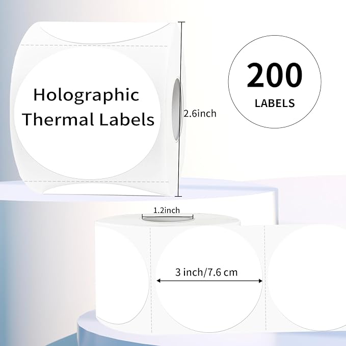 3 Inch White Round Thermal Sticker Labels, Waterproof Circle Direct Thermal - Image 3