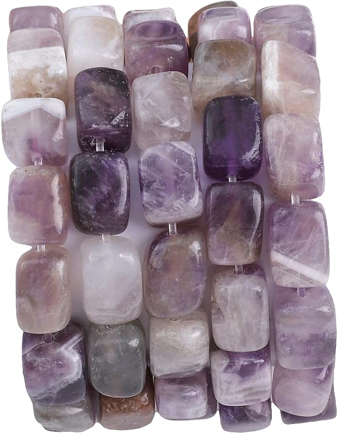 Natural Amethyst Cuboid Stone Loose Semi Gemstone Beads by Beadia