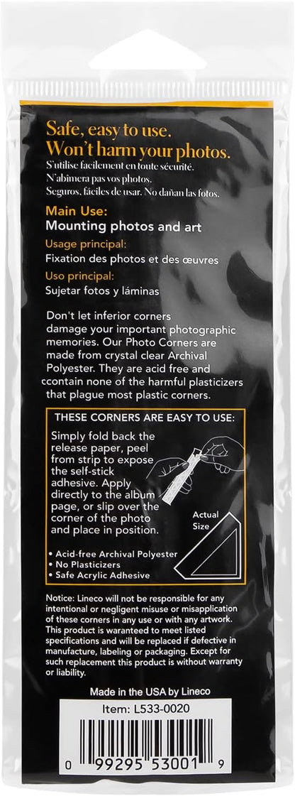 Lineco Archival Polypropylene Mounting Corners, Pressure Sensitive Acid-Free - Image 6