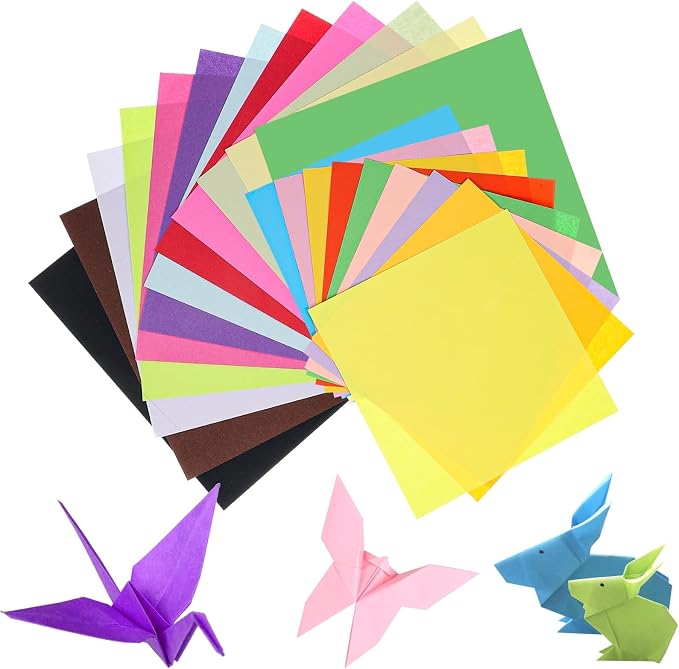 Square Origami Paper, 200 Sheets, 20 Colors Origami Kit by Prudiut