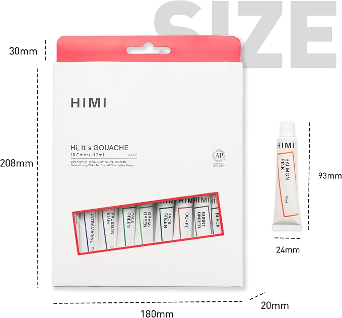 HIMI Gouache Paint Tube Set -18 Colors 12ml, - Image 5