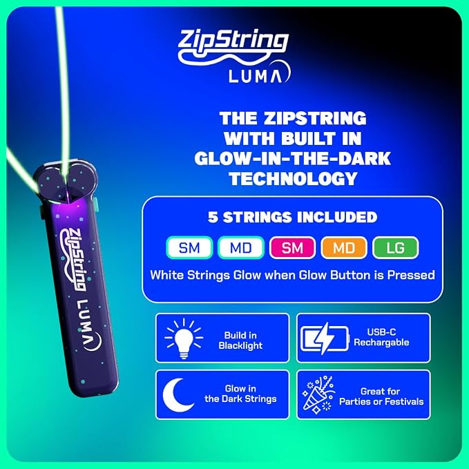 ZipString Luma - The Patented Glow-in-The-Dark Toy That Flies a Loop of String - Image 2