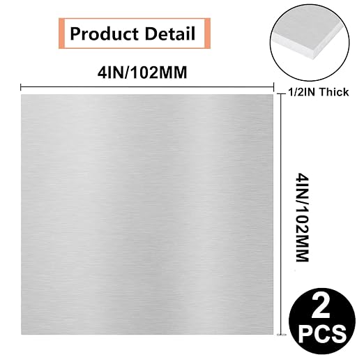 2Pack 6061 T651 Aluminum Sheet Metal 4 x 4 x 1/2Inch Flat Plain Thickened - Image 2