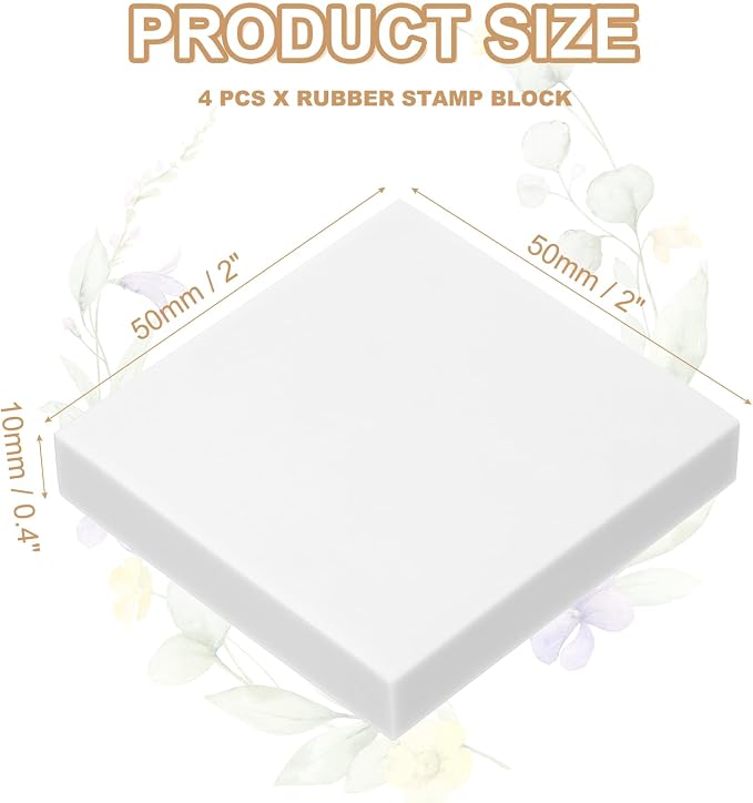 PATIKIL 4Pcs 2X2" Rubber Carving Blocks, Soft Linoleum Art Carving Block Square - Image 2