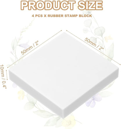 PATIKIL 4Pcs 2X2" Rubber Carving Blocks, Soft Linoleum Art Carving Block Square - Image 2
