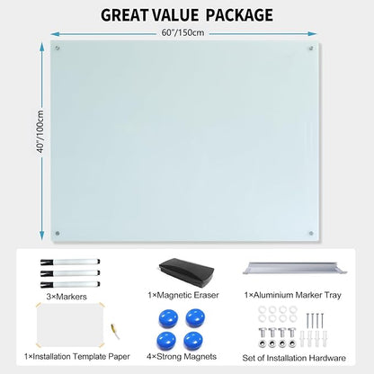 Magnetic Whiteboard Glass Writeboard 40"x60" Tempered Glass Dry Erase Board - Image 4