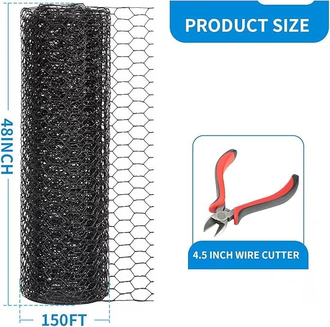 24'' x 50' Black Chicken Wire Fencing, 1 inch Chicken Wire and 20 Gauge Poultry - Image 2