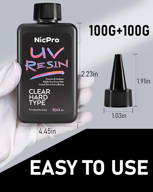 Nicpro UV Resin 200g, High Viscosity & Quick Curing UV Epoxy Resin Kit - Image 8