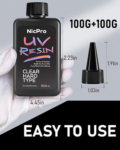 Nicpro UV Resin 200g, High Viscosity & Quick Curing UV Epoxy Resin Kit - Image 8