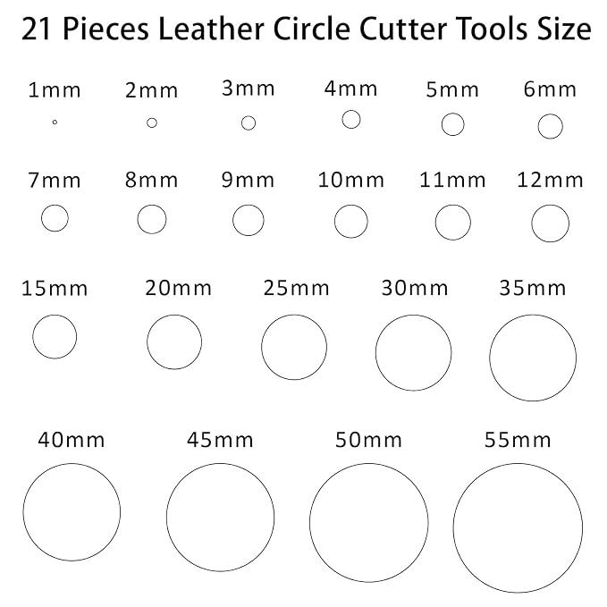 21 Pieces Leather Circle Cutter Tool Set, Hole Punch Tools - Image 2