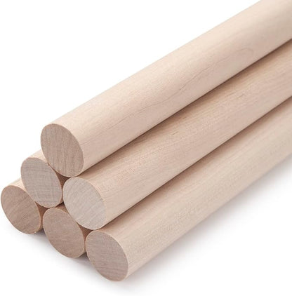 Wooden Dowel Rods Wood Dowels for Crafts, Unfinished Hardwood Sticks for Arts by Coowayze