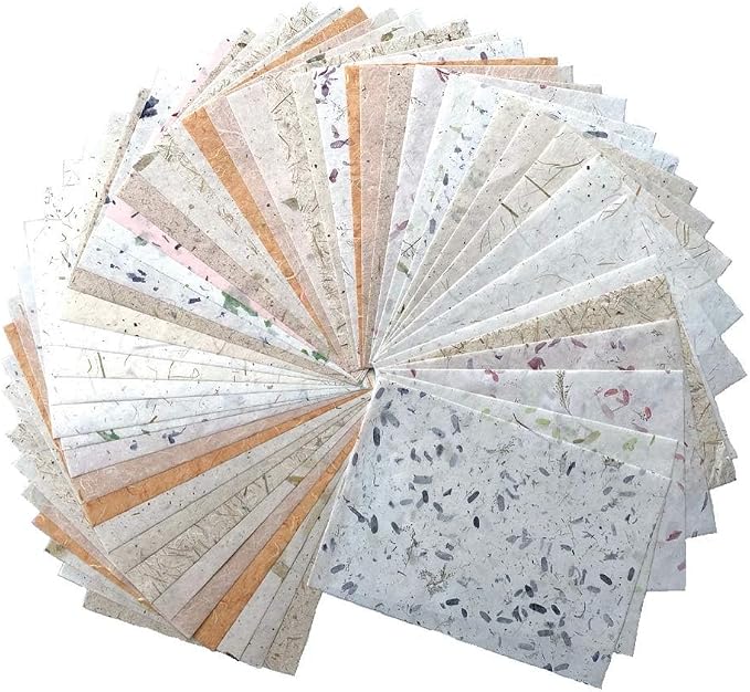 50 Sheets A4 Thin Natural Leaves Rice Straw Mulberry Paper Sheets Art Tissue by RATREE888