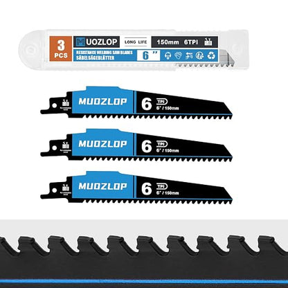 3 Pack 6 inch Reciprocating Saw Blades Set，6 TPI High Carbon Saw Blades by Unknown