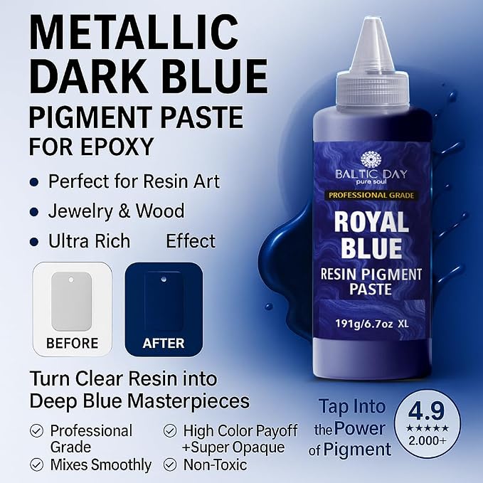 Royal Blue Epoxy Resin Pigment Paste XL – Opaque Epoxy Dye & High Concentration - Image 4