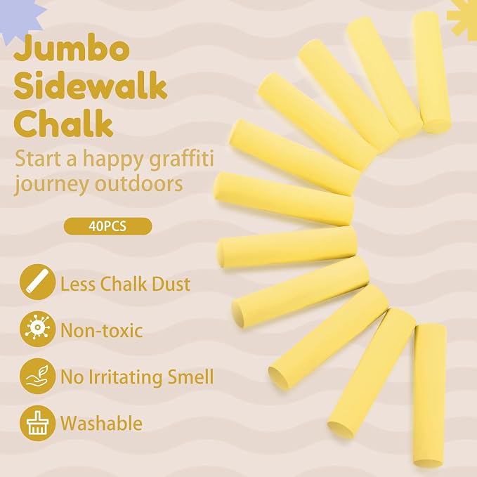 Fulmoon 40 Pcs Jumbo Sidewalk Chalk - Image 5