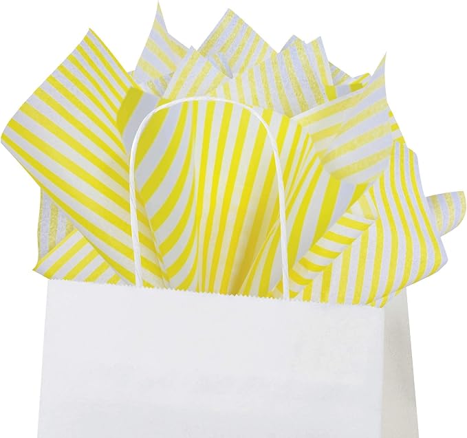 Flexicore Packaging Yellow Pin Stripe Print Gift Wrap Tissue Paper Size: 15 - Image 4