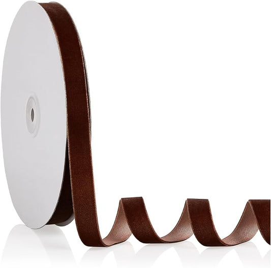 5/8" X 20 Yards Brown Velvet Ribbon by Bomybaw