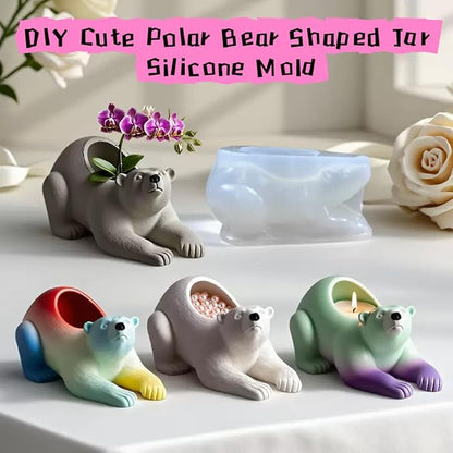 Animal Resin Molds Silicone 3D Cute Polar Bear Epoxy Resin Plaster Candle - Image 3