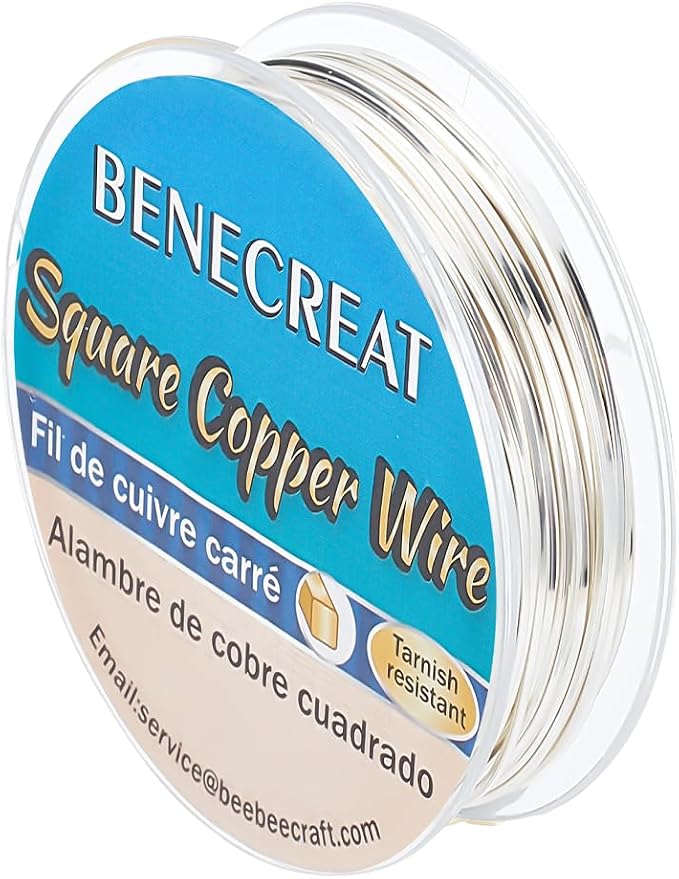 BENECREAT 33 Feet 21Gague Square Copper Wire, Hobby Craft Making, Decorations by BENECREAT