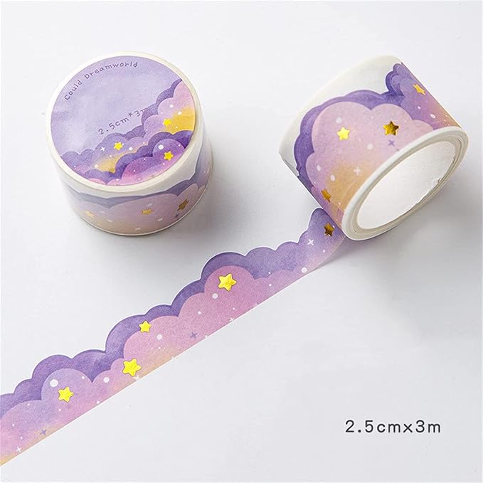 8 Rolls Washi Tape Set, Dream Clouds Gold Foil Decorative Tape, Decorative - Image 4