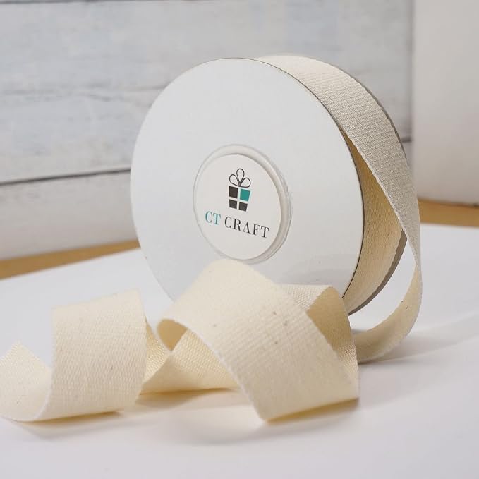 CT CRAFT LLC Ivory Cotton Ribbon 7/8" x 10 Yards - Image 4