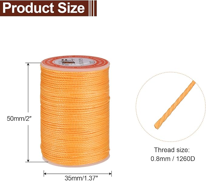 uxcell Round Leather Sewing Waxed Thread, 55m / 60 Yards Polyester Wax String - Image 2