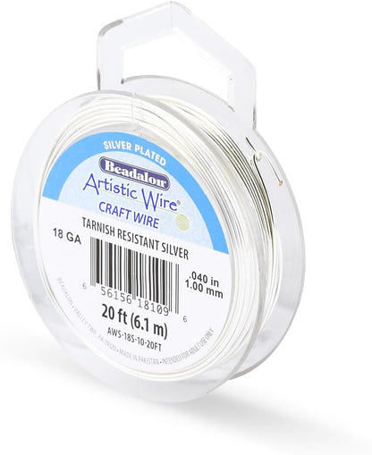 Artistic Wire, 18 Gauge Silver Plated Tarnish Resistant Colored Copper Craft by ArtisticWire