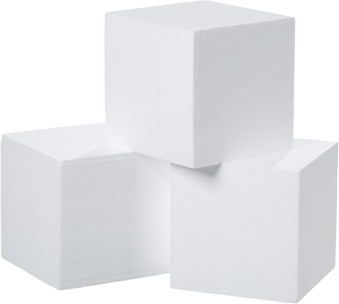Crafare 3 Pack Craft Foam Blocks 5x5x5 Inch Polystyrene Square Foam Cubes by Crafare