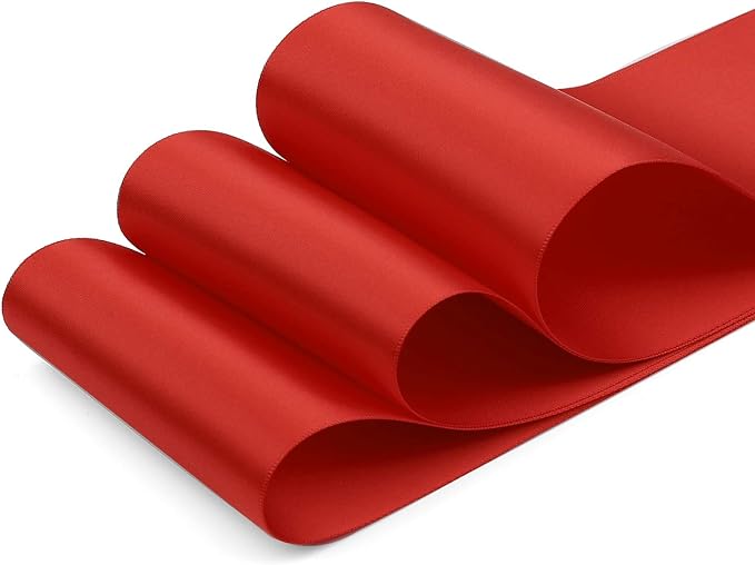 Humphrey's Craft 4 Inch Scarlet Red Double Faced Satin Ribbon - Image 2
