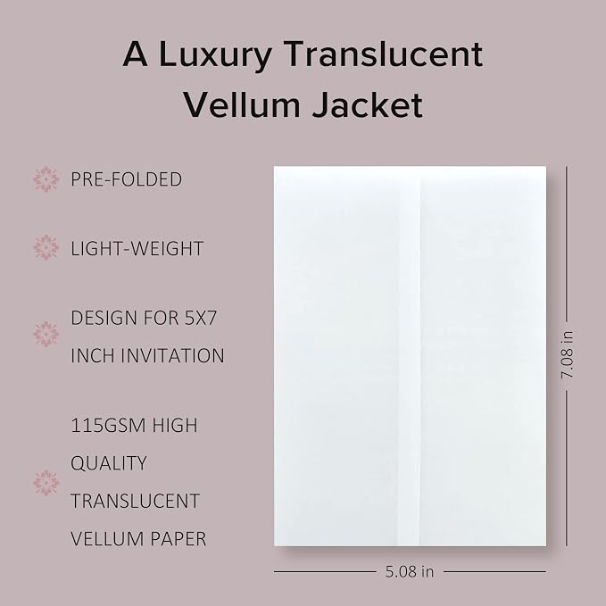 Puremigo 30 Pack Luxury Pre-Folded Vellum Jackets - Image 2