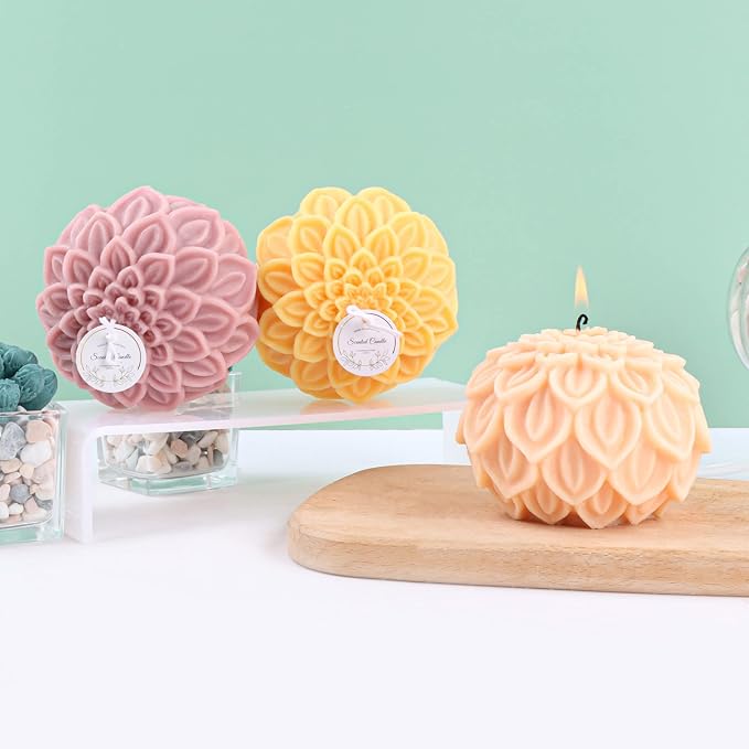 Nasturtium Ball Candle Silicone Mold Lotus Petal Flower Soap Mold - Image 4