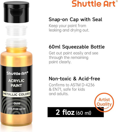 Shuttle Art Metallic Acrylic Paint Set, 20 Colors Metallic Paint in Bottles - Image 3