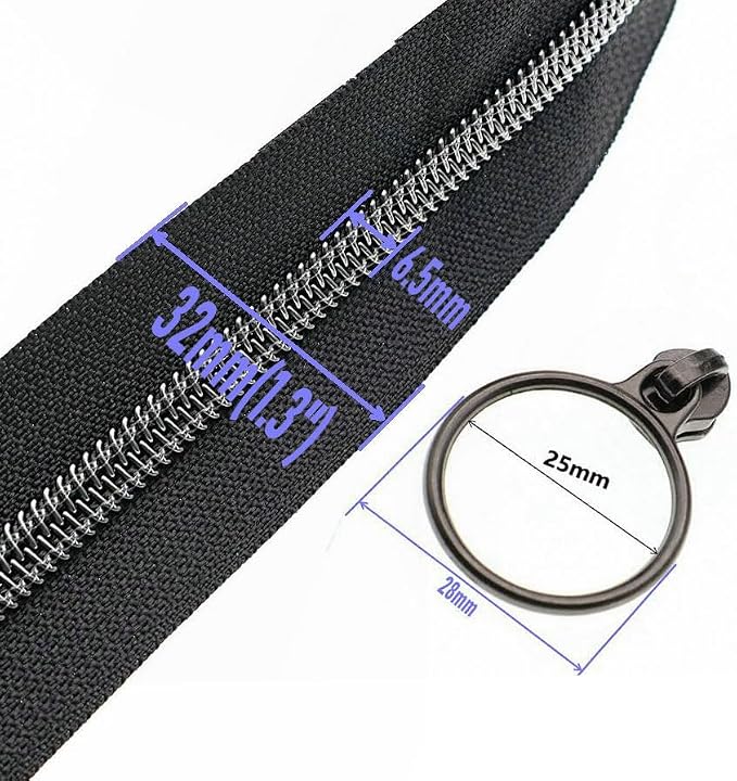 Leekayer #5 Black Nickel Metallic Nylon Coil Teeth Zippers by The Yard Bulk 10 - Image 2
