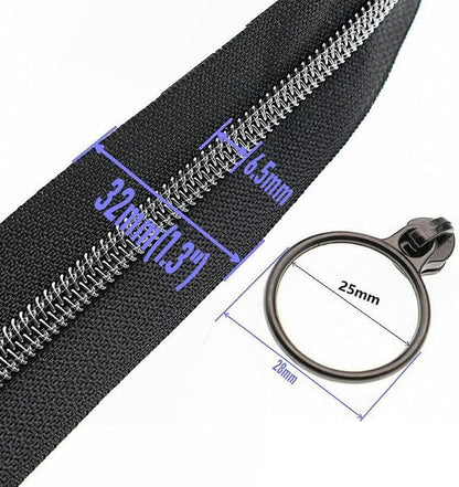 Leekayer #5 Black Nickel Metallic Nylon Coil Teeth Zippers by The Yard Bulk 10 - Image 2