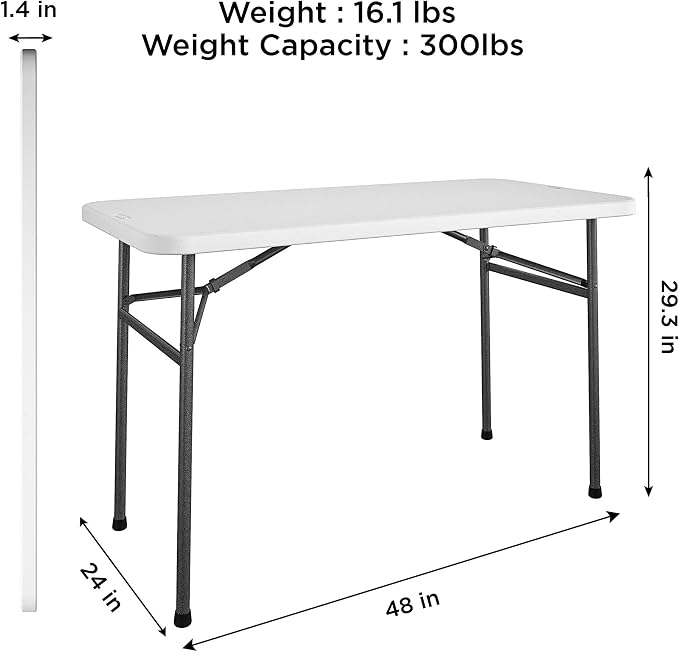 COSCO 4 ft. Straight Folding Utility Table, Indoor & Outdoor, Portable Desk - Image 3